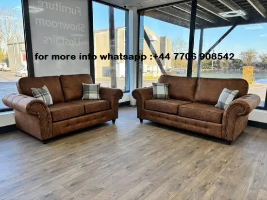 DFS 3x Seater & 2x Seater Oakland Leather sofa