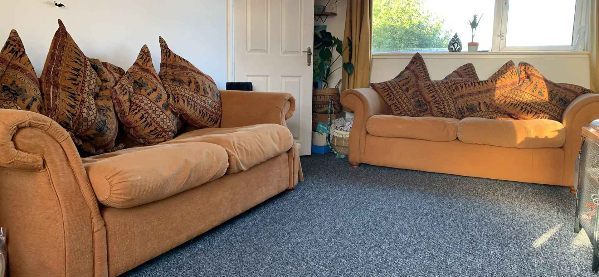 Burnt Orange/Rust Brown 2 seater sofas x 2