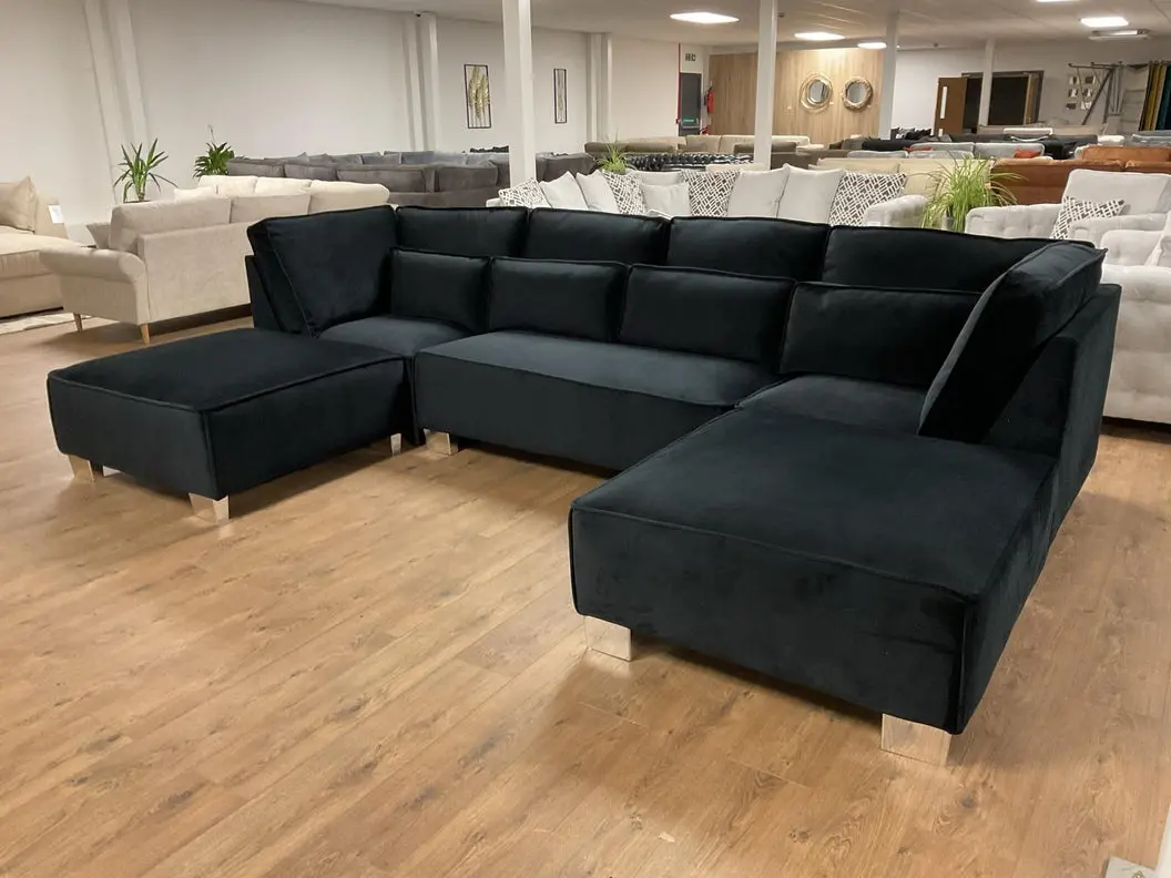 Sloane Black U Shape Corner Sofa Suite
