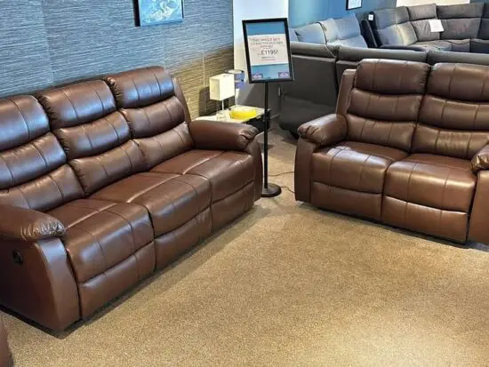 Brown Leather Recliner 3+2 Seater Sofa Set