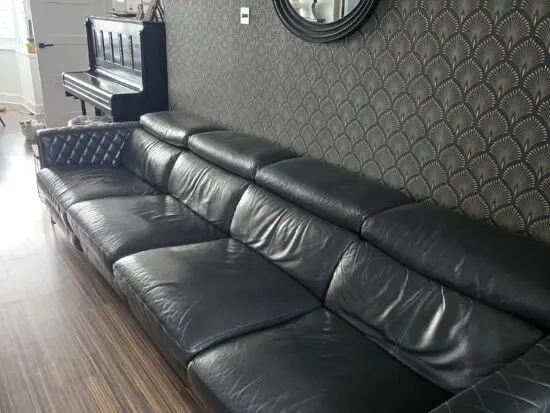 DFS Vortex Grey Leather Recliner Settee