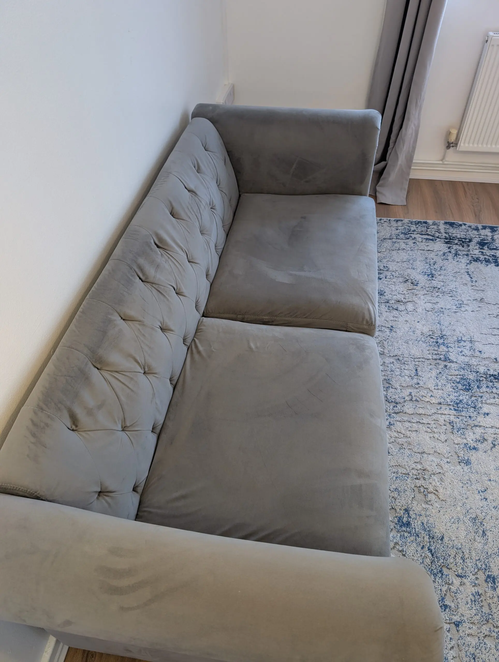 Grey Velvet 5 seater sofa (3 + 2)