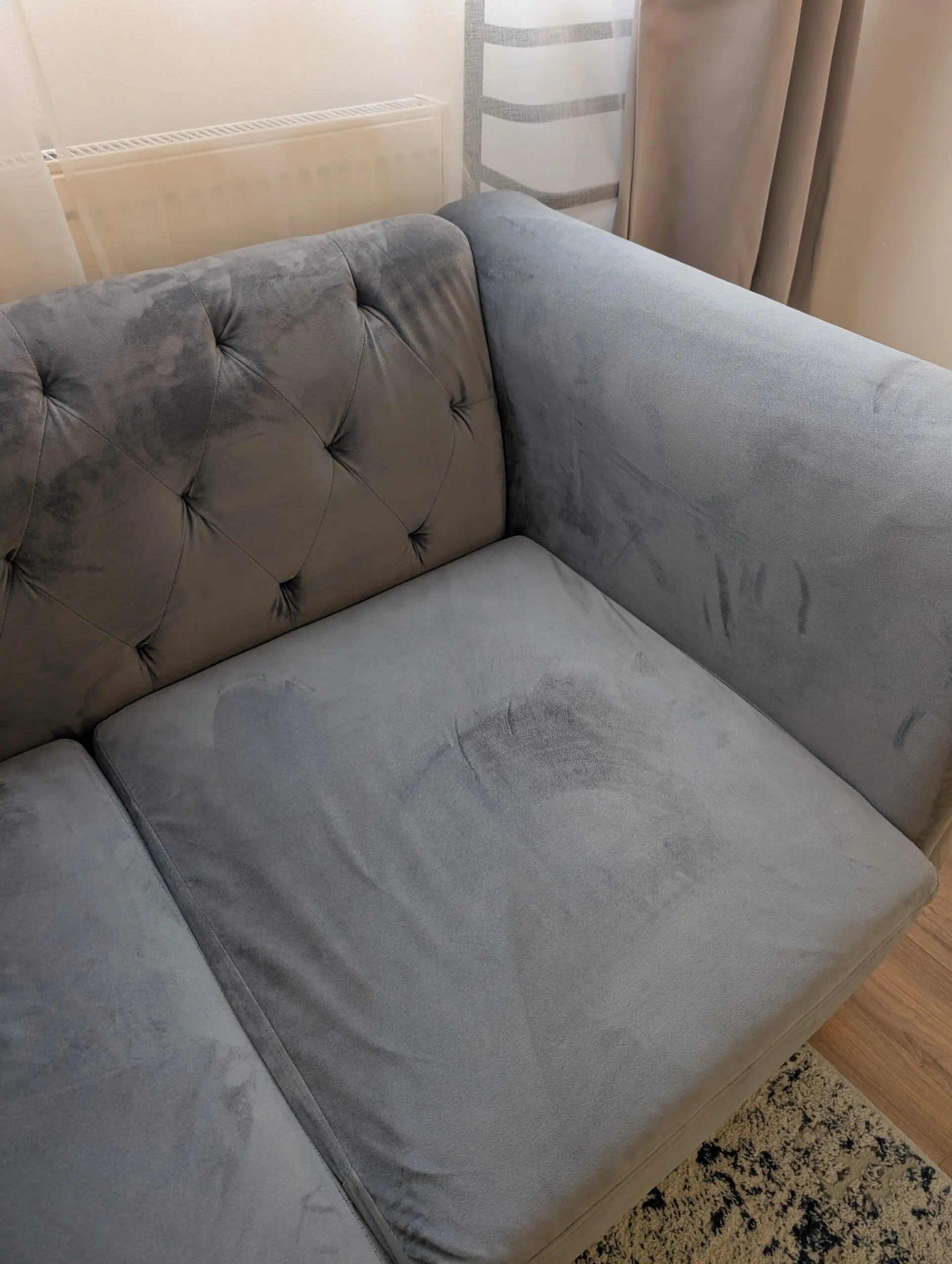 Grey Velvet 5 seater sofa (3 + 2)