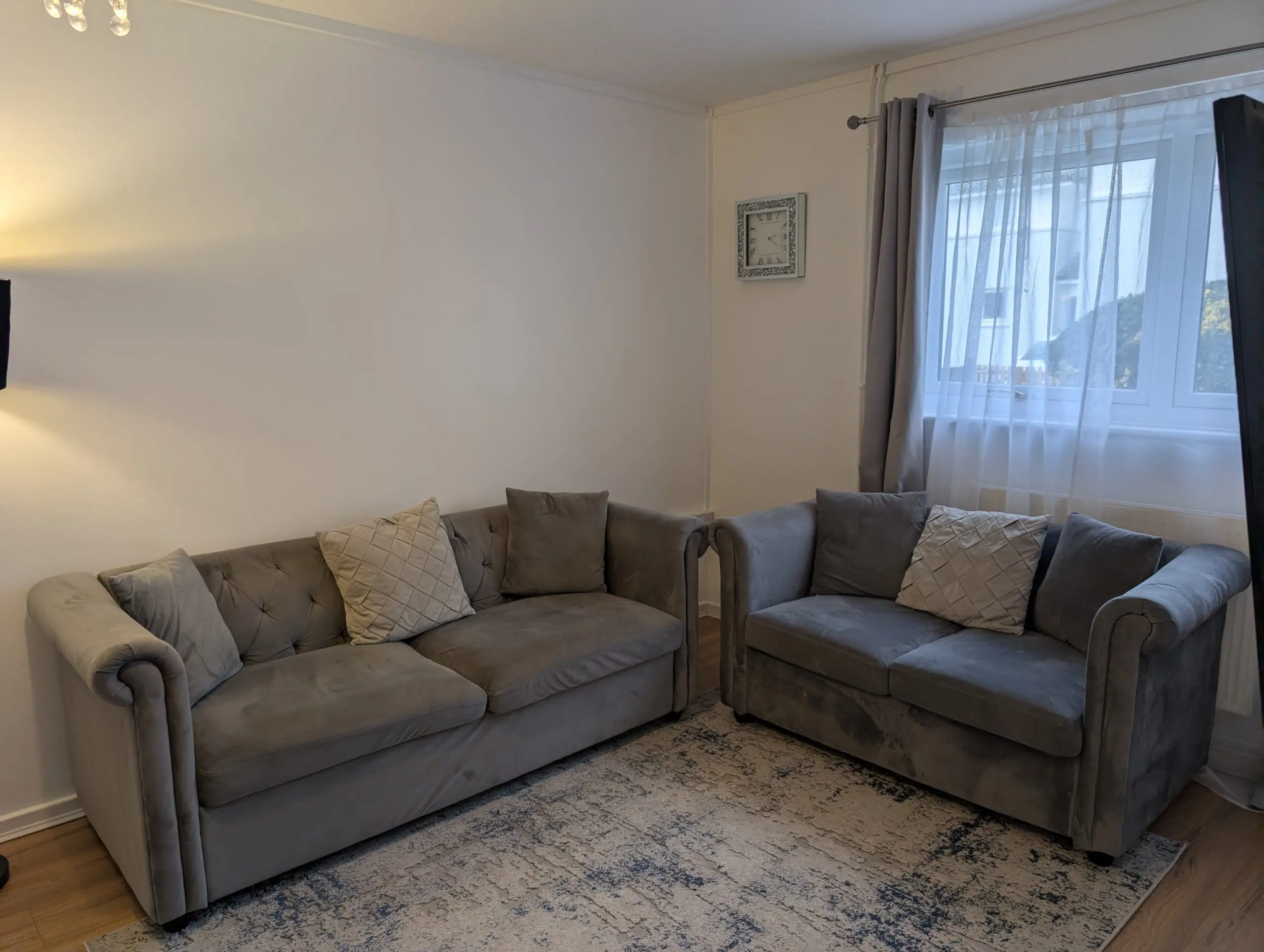 Grey Velvet 5 seater sofa (3 + 2)