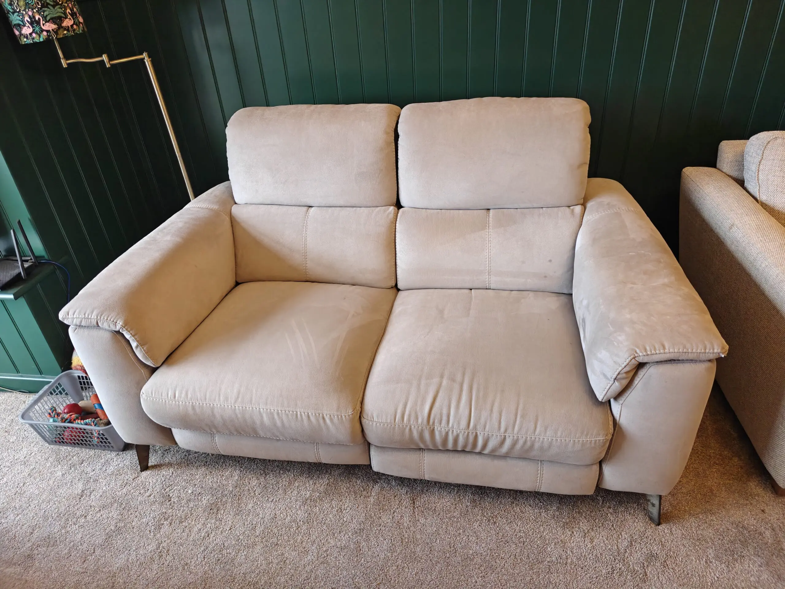 Grey fabric- suede feel, must go asap