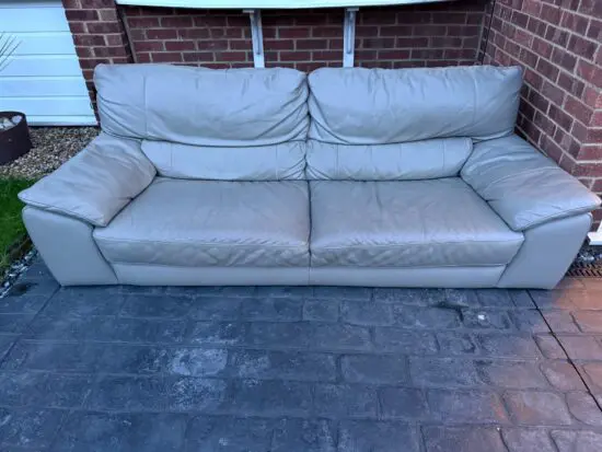 Dove grey leather sofa