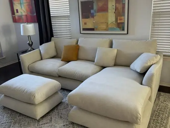 Feathers Sectional Sofa With Footstool For Sale