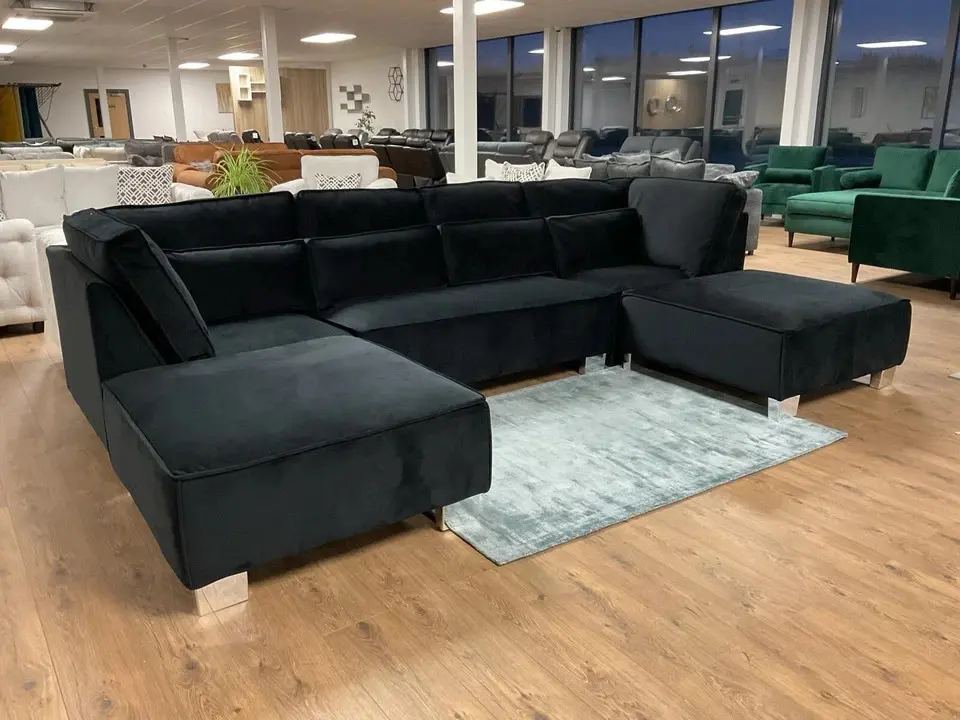 Sloane Black U Shape Corner Sofa Suite