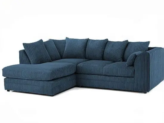 Midnight Blue Corner 3 2 Sofa Suite Foot Stool Left/Right Jumbo Cord L shape Sof