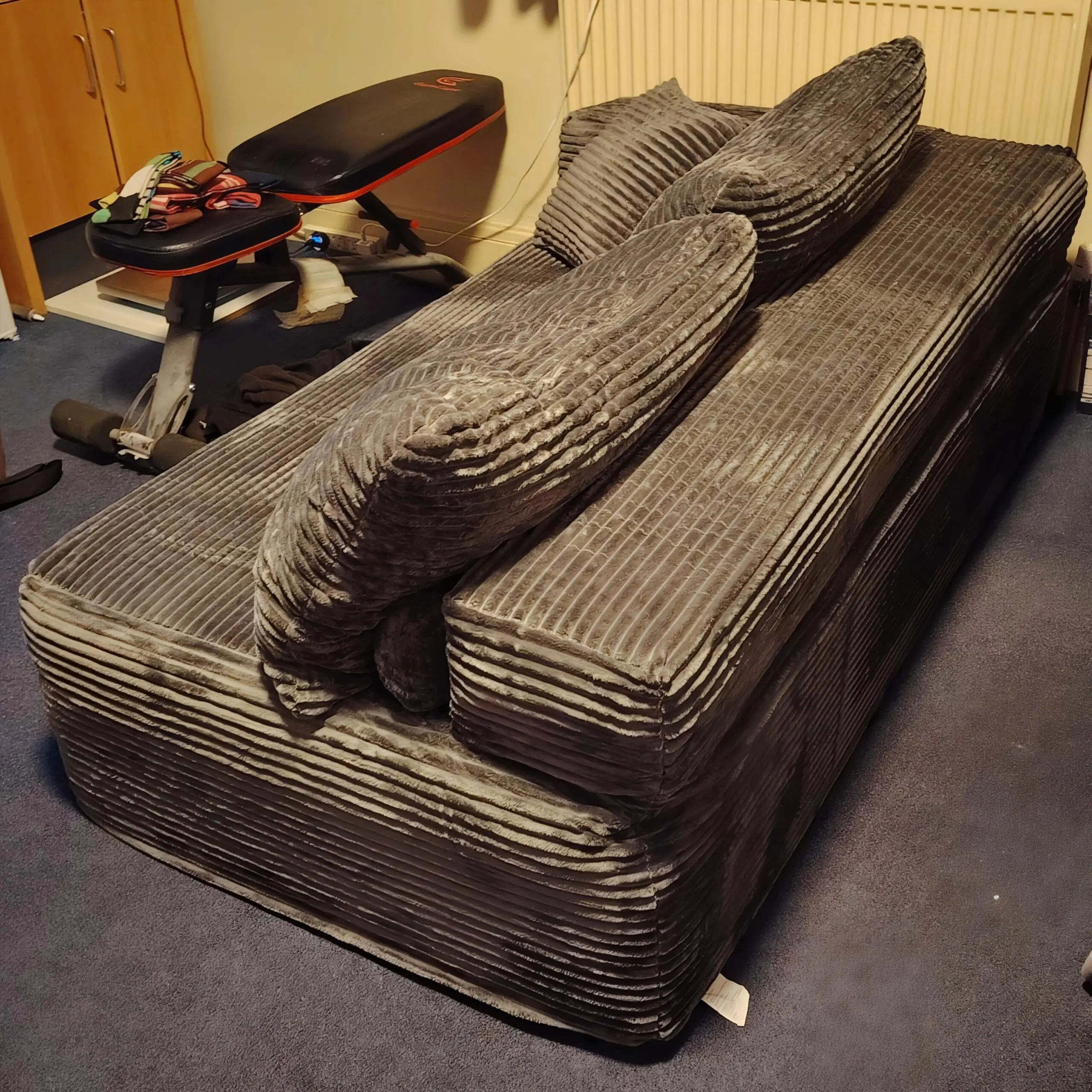 No assembly, memory foam sofa, grey