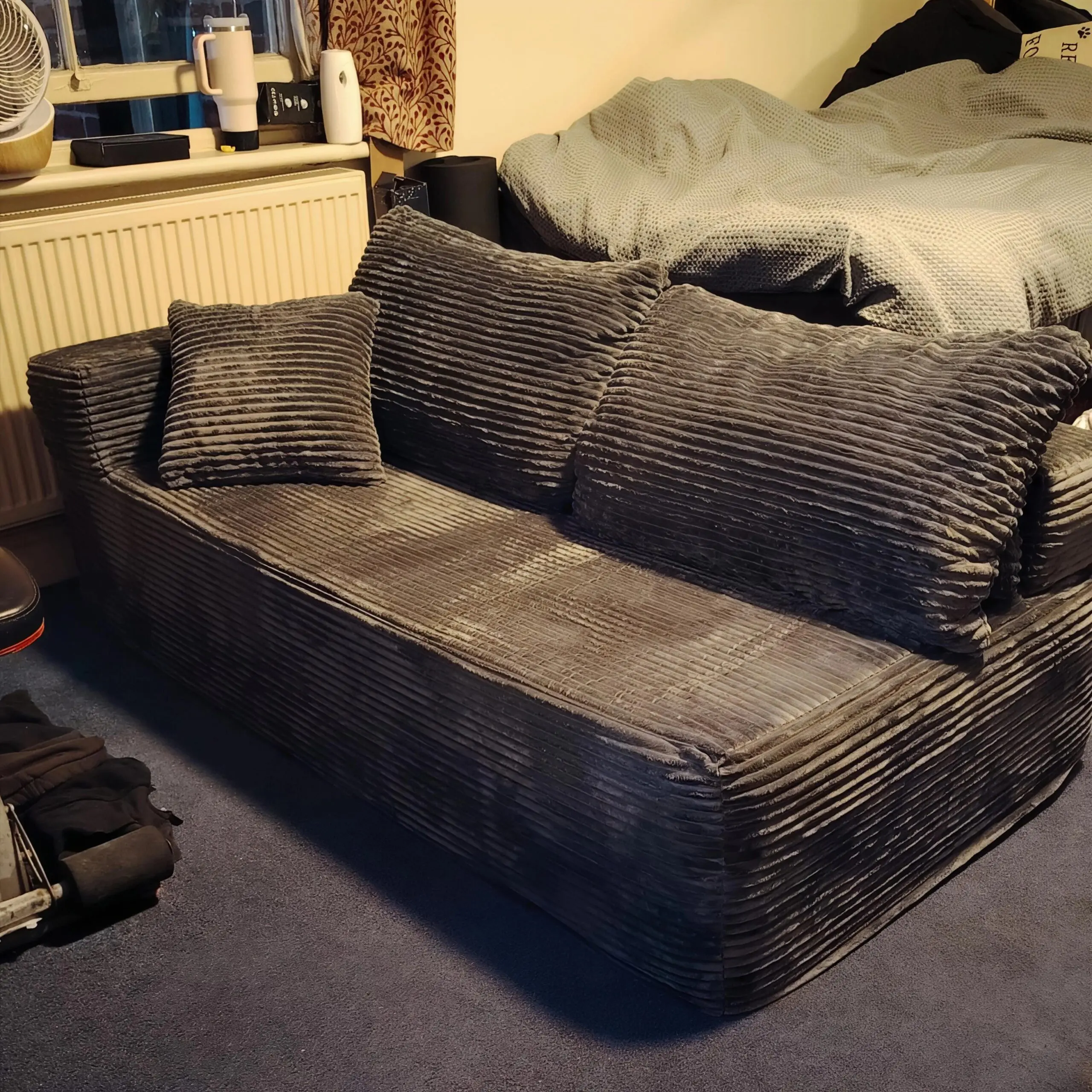 No assembly, memory foam sofa, grey