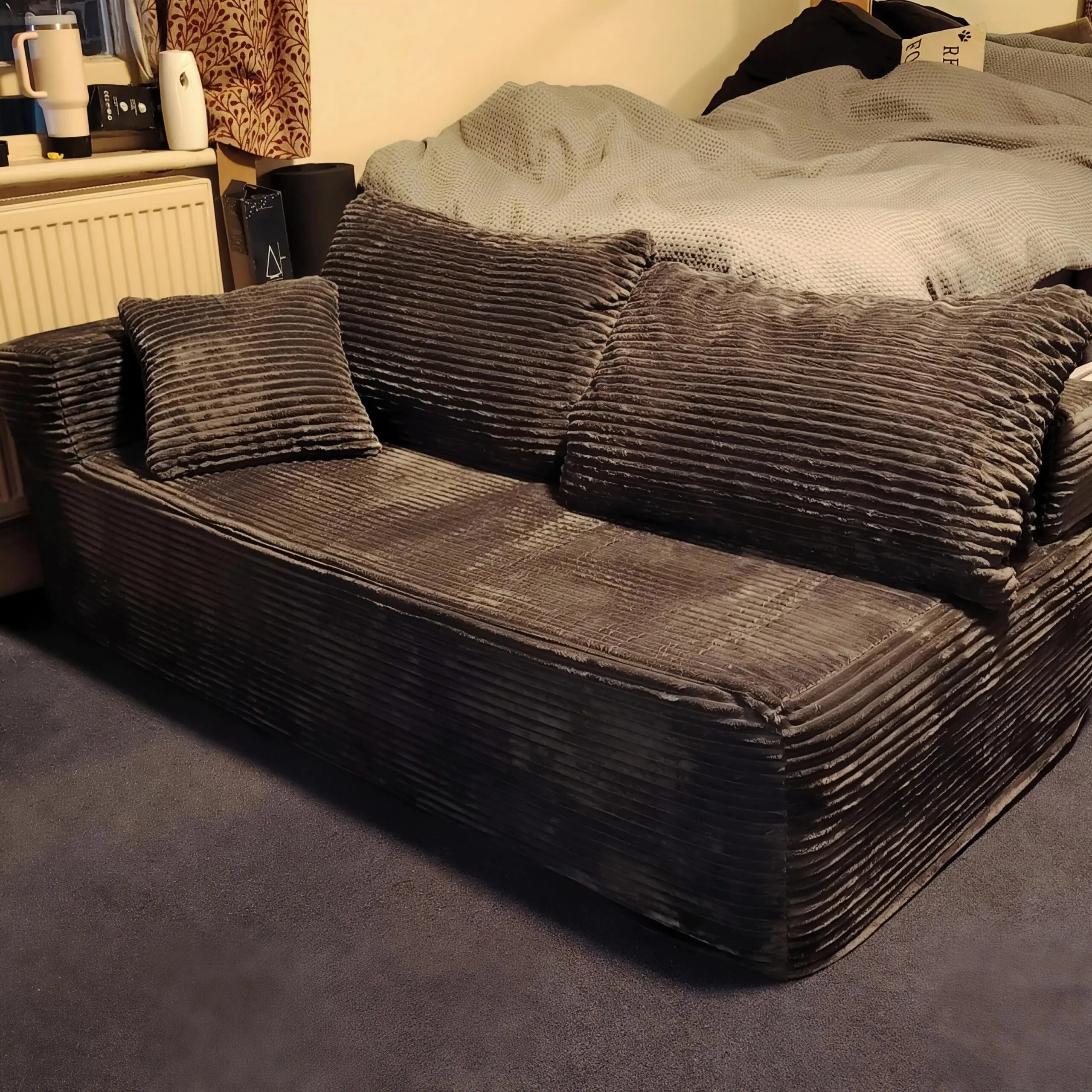 No assembly, memory foam sofa, grey