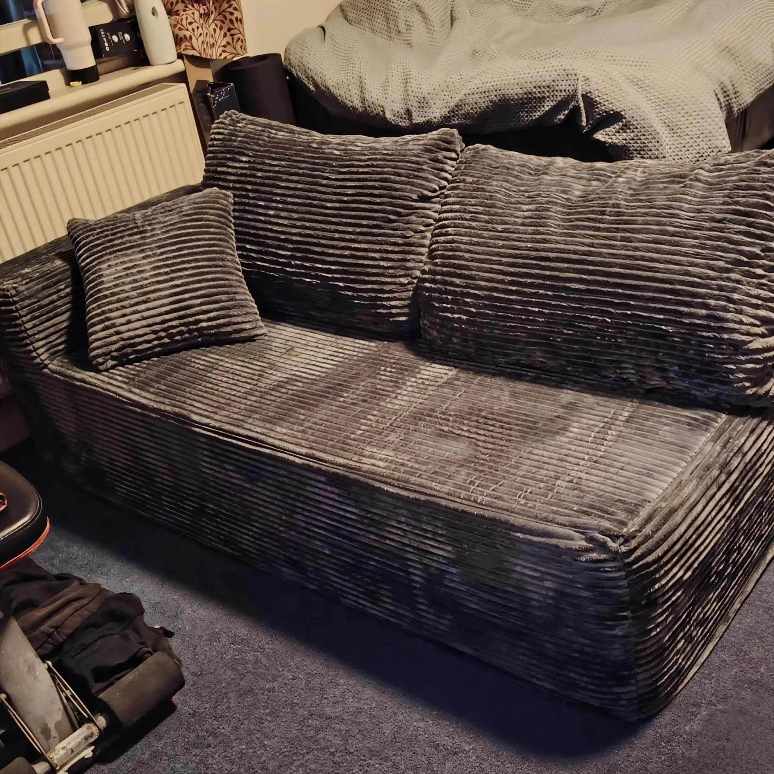 No assembly, memory foam sofa, grey