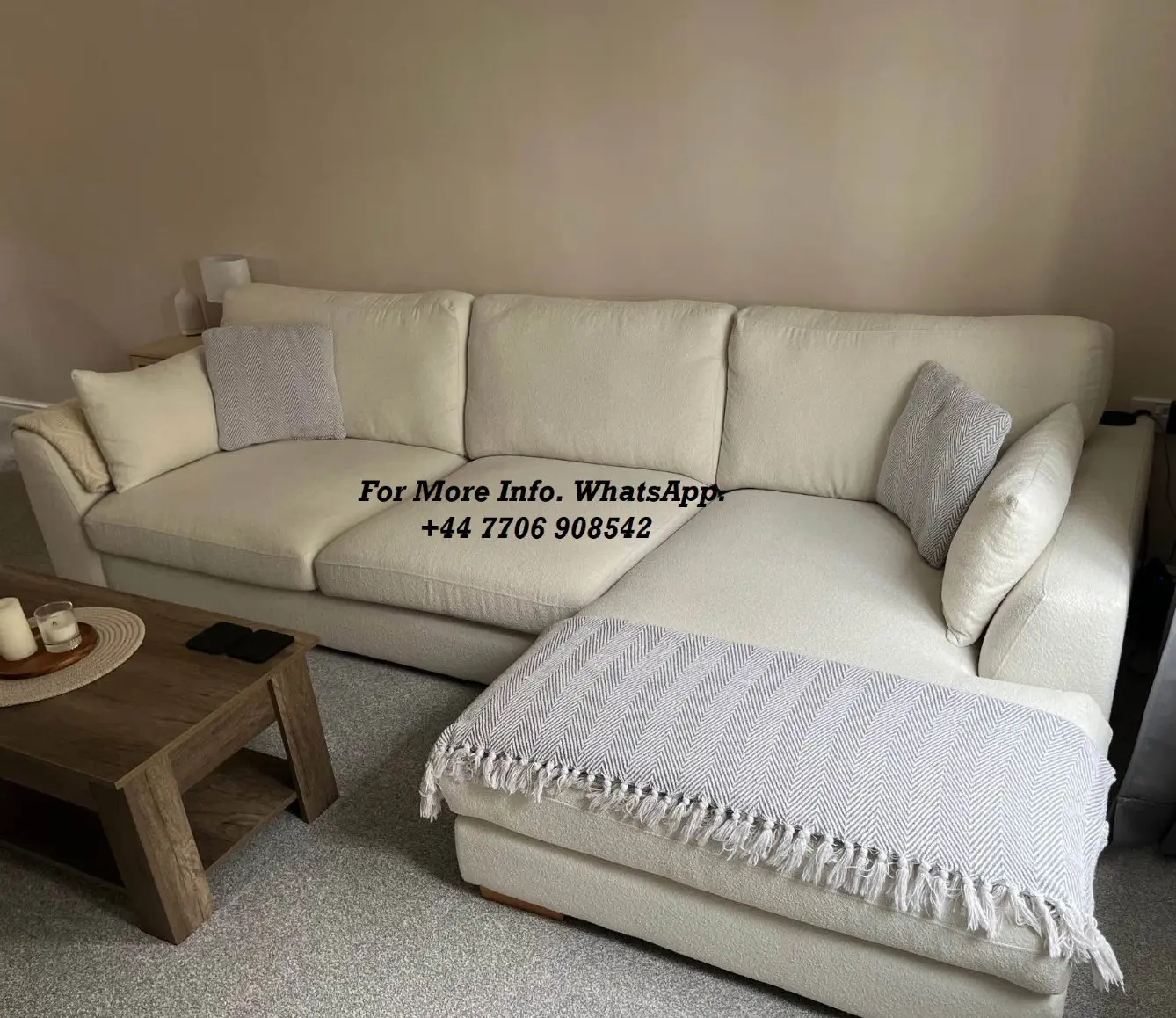 DFS Calix Boucle L-Shape Sofa In Ivory