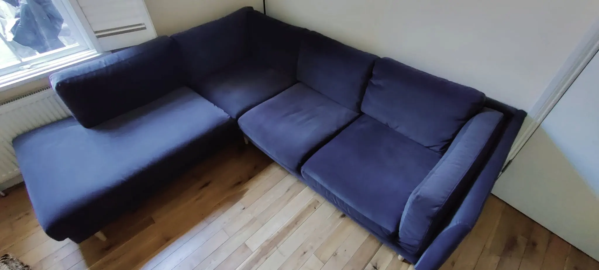 Grey left-hand corner sofa in aquaclean velvet, Rose and Grey