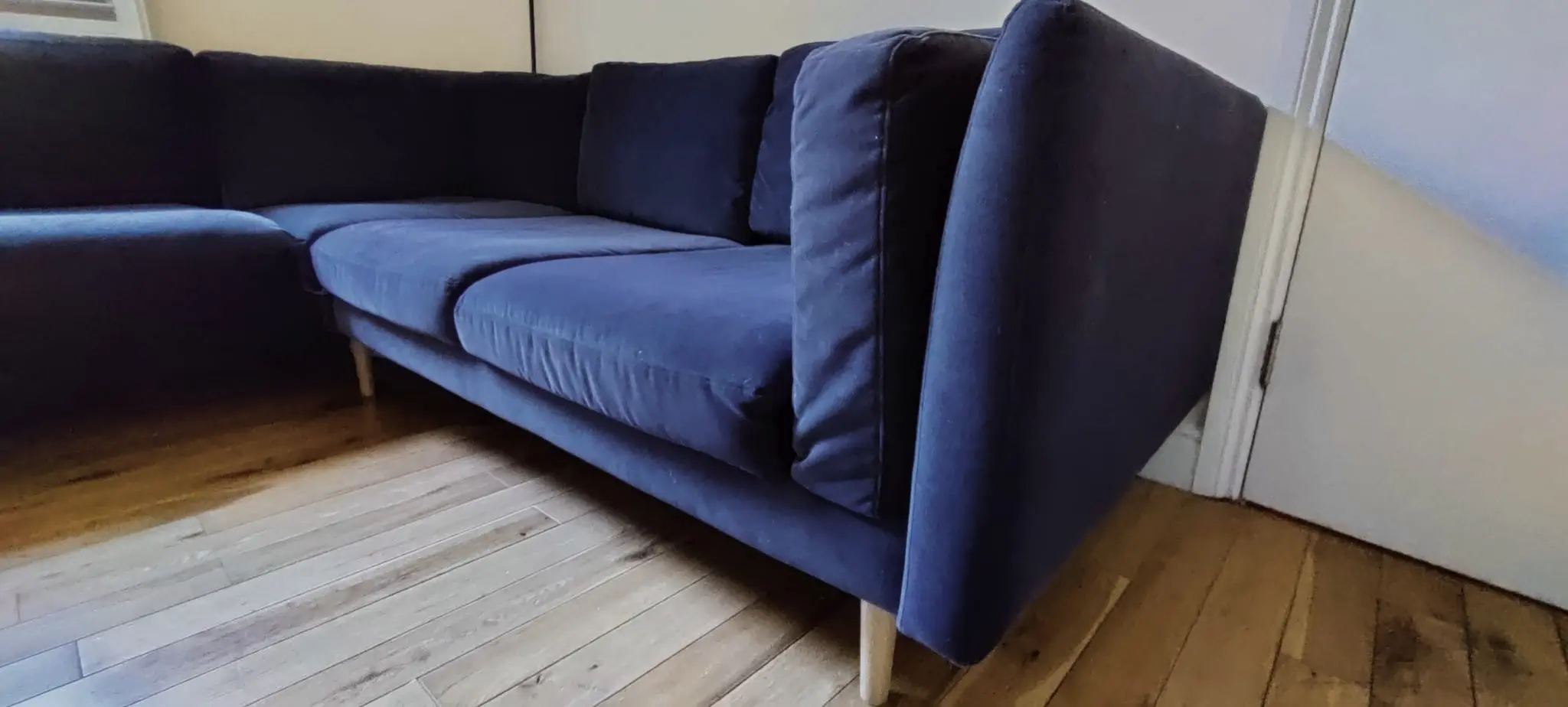 Grey left-hand corner sofa in aquaclean velvet, Rose and Grey