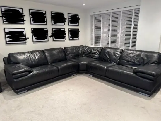 Large Black leather corner sofa