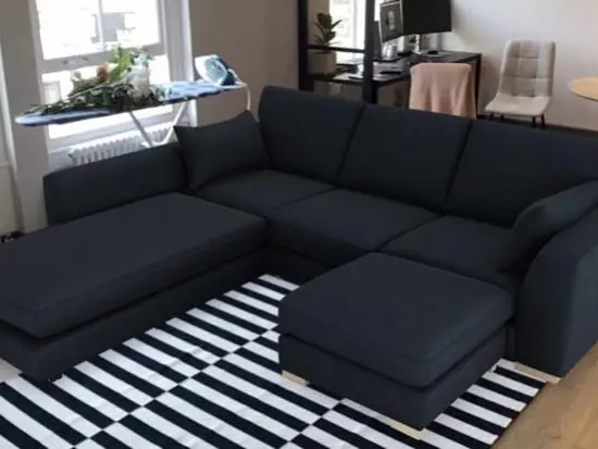 DFS Calix Left Hand Facing 3 Piece Swivel Sofa Bed Chaise - Navy