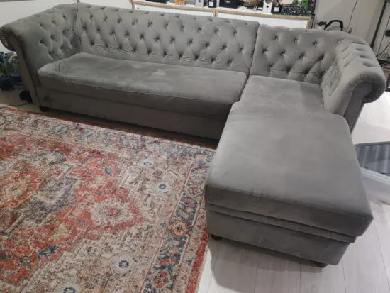 Quilted corner sofa and one chair