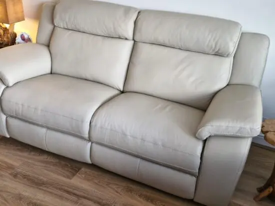 Cream leather power recliner Sofa