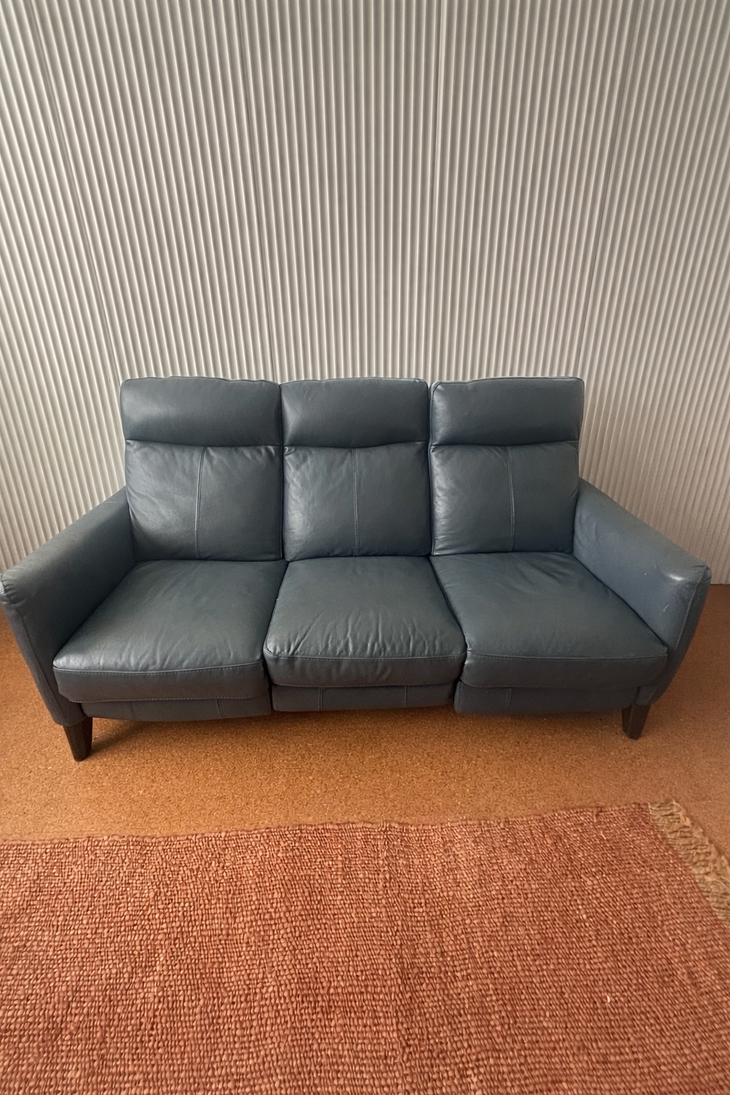 Furniture Village recliner 3 seater sofa and recliner armchair in ocean blue (petit range)