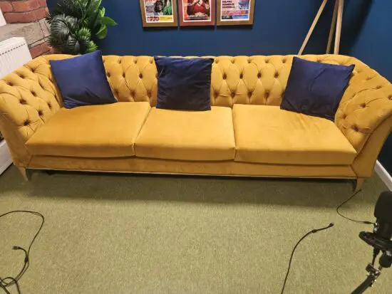 3 Seater Yellow Chesterfield sofa
