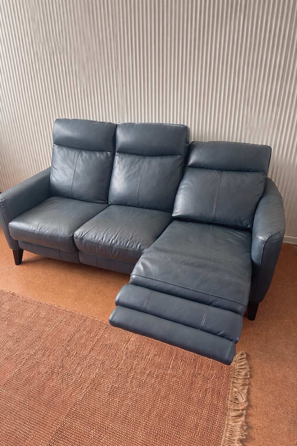 Furniture Village recliner 3 seater sofa and recliner armchair in ocean blue (petit range)