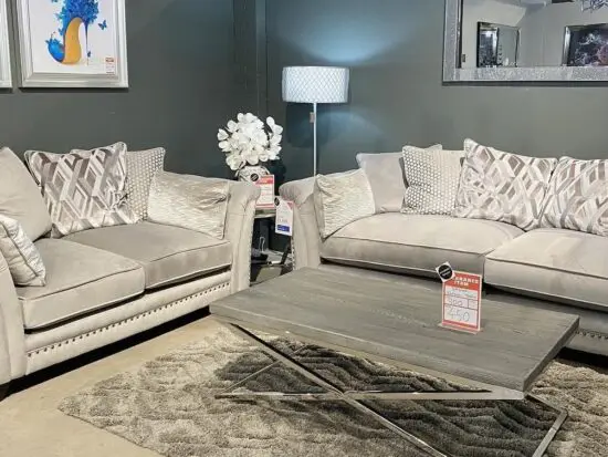 Silver Grey 3x Seater and 2x Seater Harrison Sofa Set