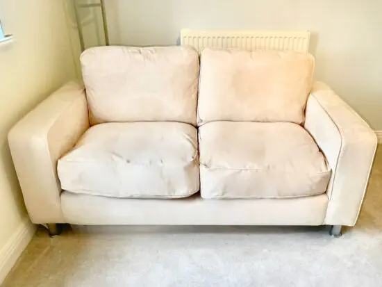Cream mock suede 2 seat sofa x 2