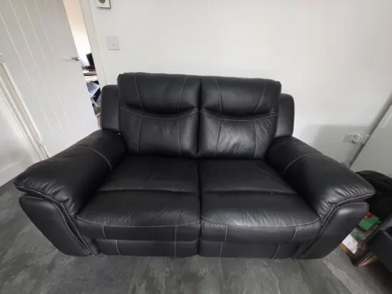 SCS Black Two Seater Leather Sofa