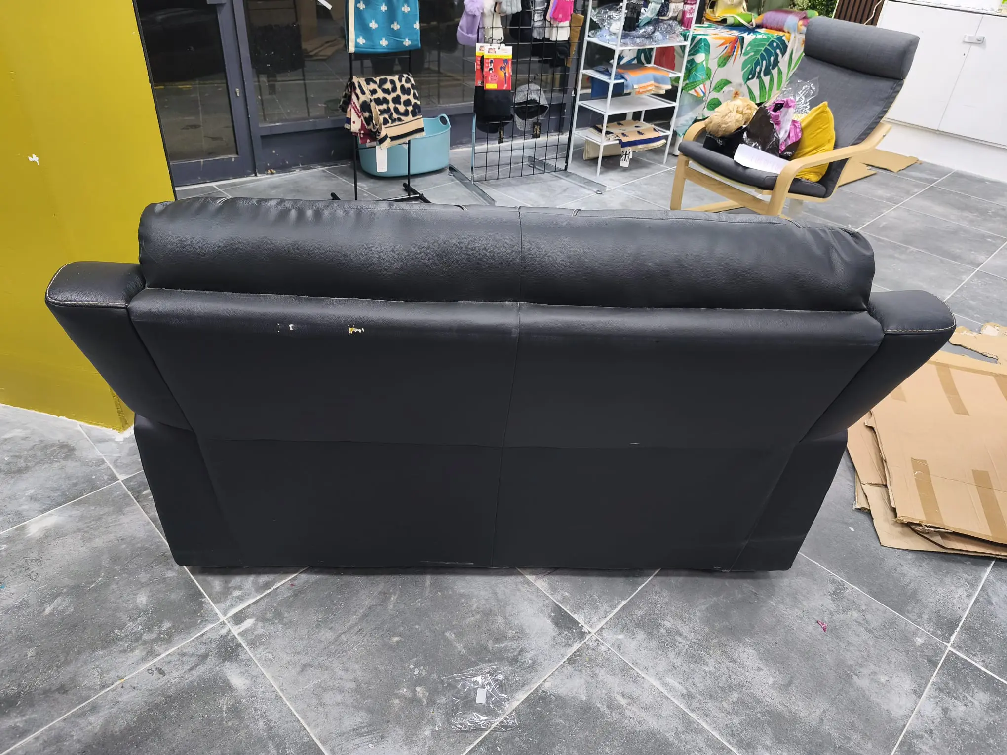 SCS Black Two Seater Leather Sofa