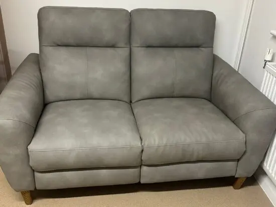 Grey Dylan Oxford electric reclining 2 seater sofa