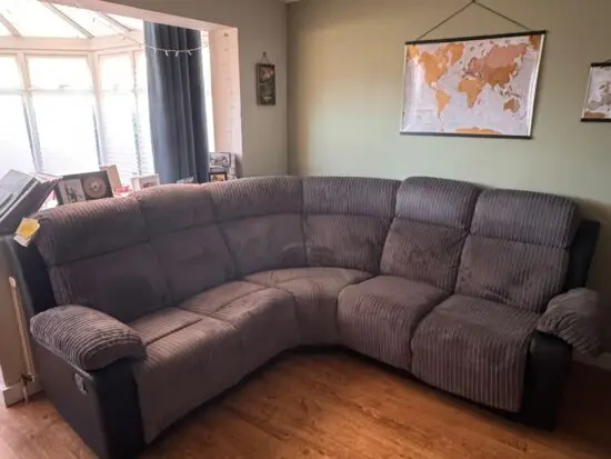 Argos leather corner sofa with soft top