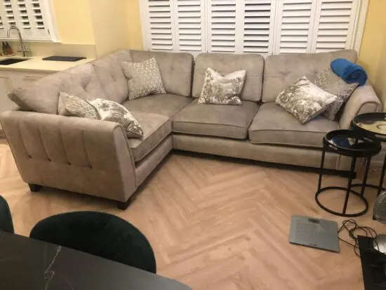 Ariana Fabric Classic Beige/Oatmeal Corner Sofa - Barely used! Fantastic quality and very comfortable!