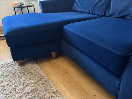 Navy Blue easyclean velvet chaise sofa