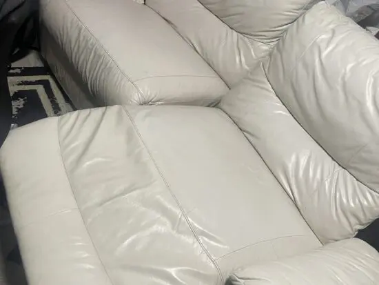 Half white leather 2 seater Recliner sofa