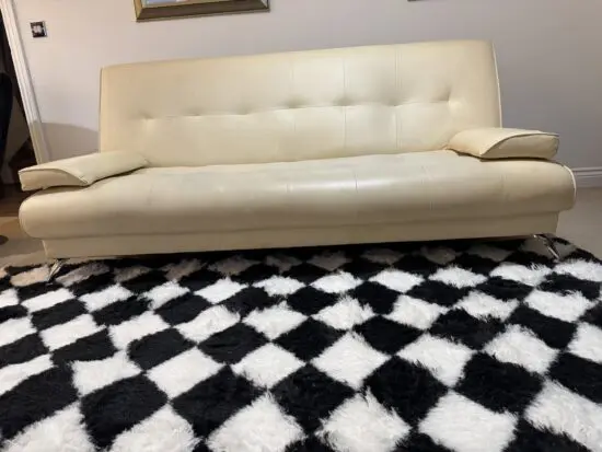 Modern cream faux leather sofa bed