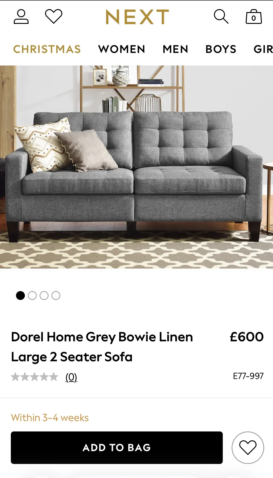 Next Grey 2 Seater Sofa