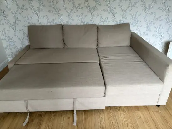 IKEA FRIHETEN corner sofa-bed with storage - Skiftebo beige