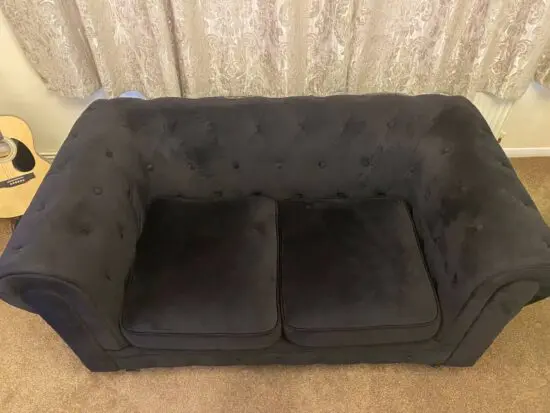 2 Seater- Black Velvet Chesterfield Sofa