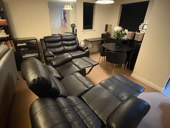 Leather Air Black 3+2 Seater Vista Manual Recliner Set