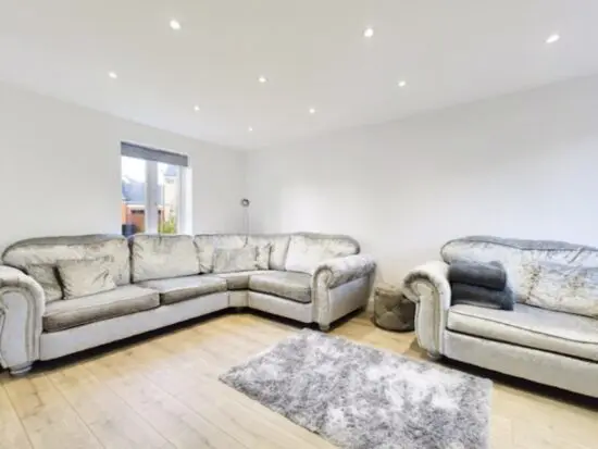 SCS Silver Crushed Velvet Corner Sofa, Love Chair and 7 Cushions