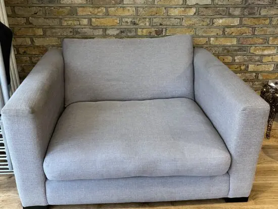 Sofa Workshop Light Grey Dillon “Snuggler” Love Seat Chair