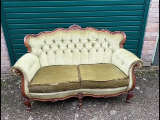 Vintage green French style sofa