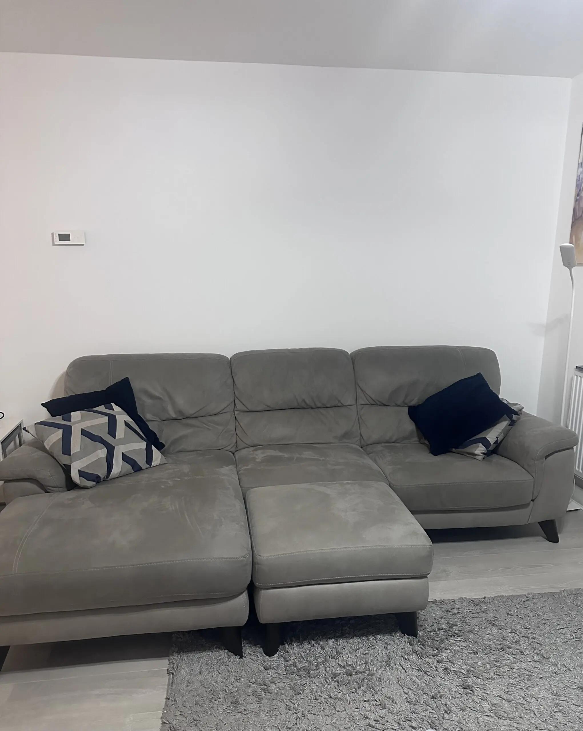 DFS Grey Corner Sofa with a left hand facing chaise