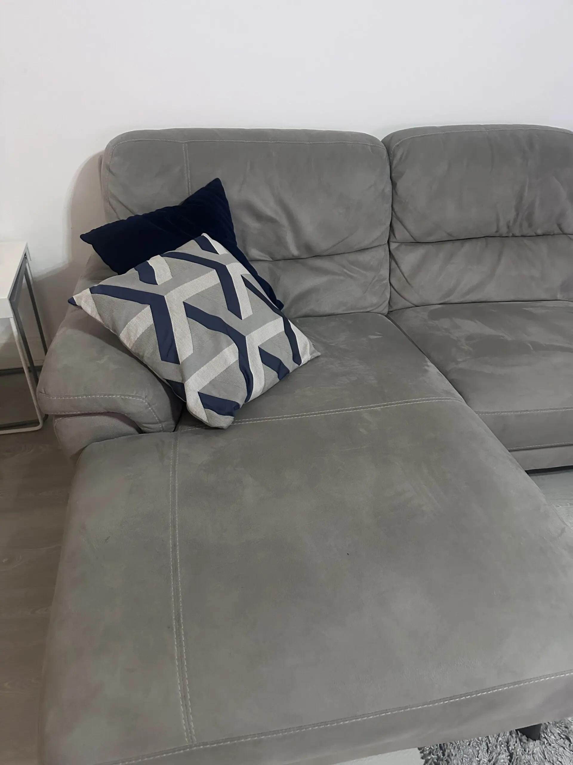 DFS Grey Corner Sofa with a left hand facing chaise