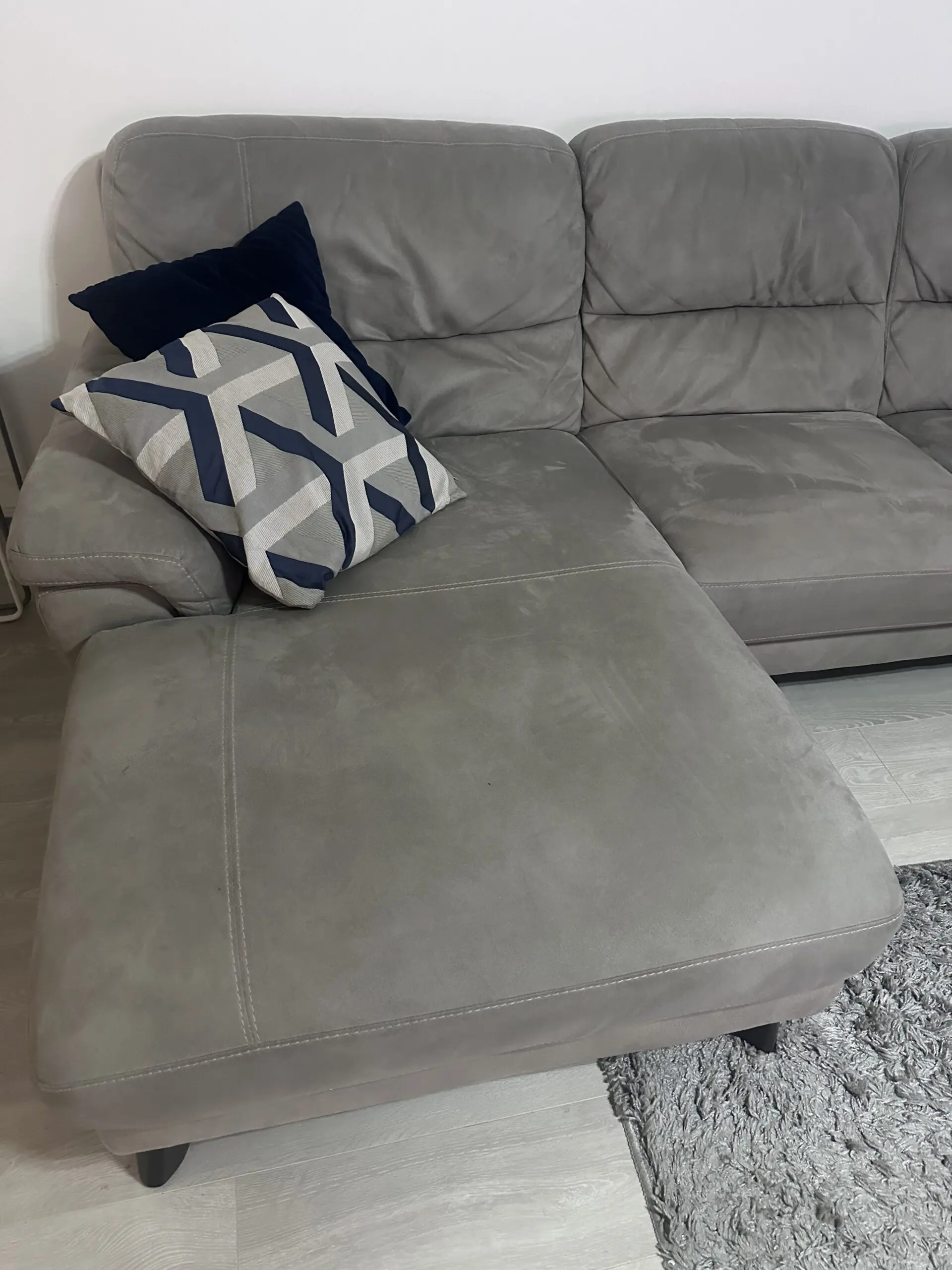 DFS Grey Corner Sofa with a left hand facing chaise