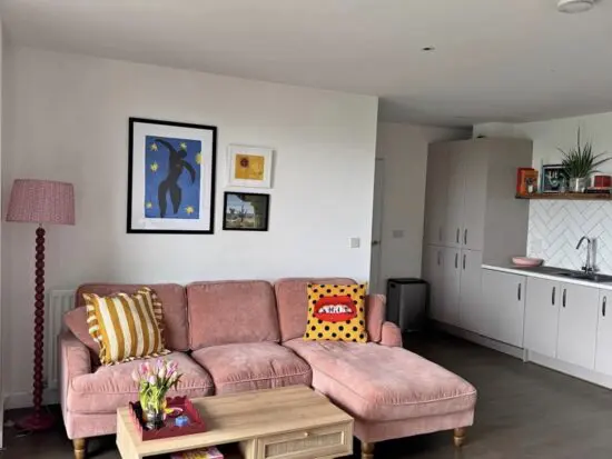 Dunelm - Dusty Pink - Right Hand L Shape Sofa