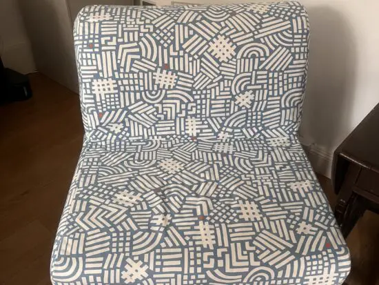 Blue-white IKEA chair bed