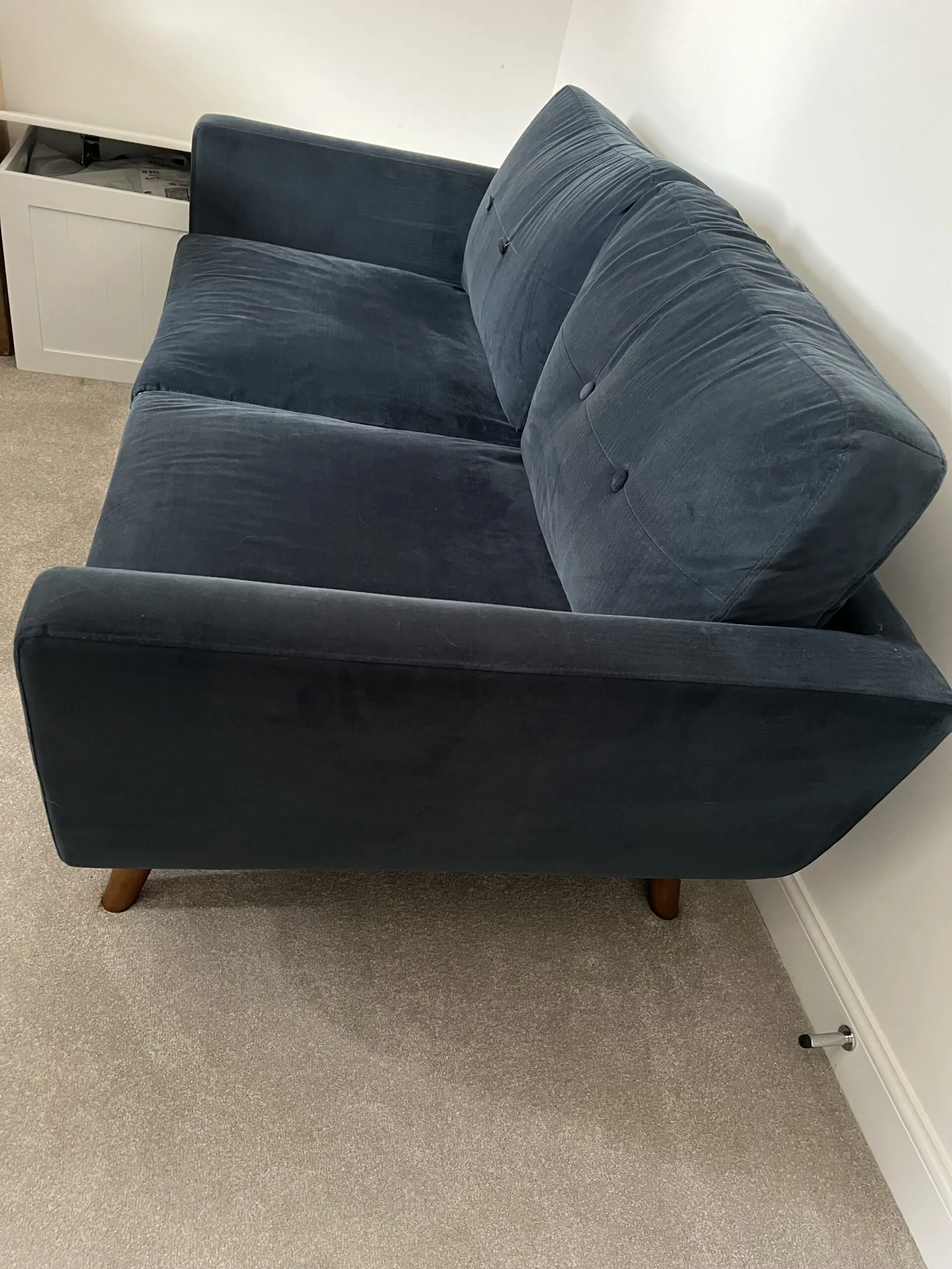 Navy Blue Suede Two Seater Dunelm Sofa